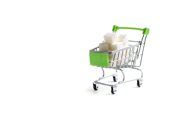 Мініатюрний Візок Супермаркету Вишуканий Цукор Проблема Діабету Використання Цукру — стокове фото