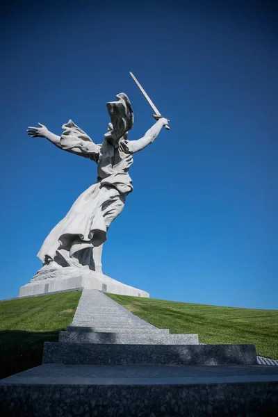 Wołgograd Rosja Września 2020 Mamajew Kurgan Pomnik Ojczyzny Zabytek Historyczny — Zdjęcie stockowe