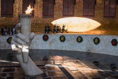 Volgograd, Rusya, 22 Eylül 2020. Mamaev Kurgan. Askeri Onur Listesi. Onur kıtası. Tarihi anıt.