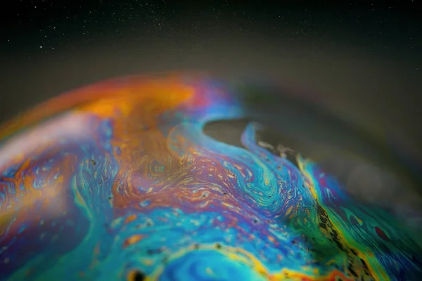 Красочный Мыльный Пузырь Bubble Ball Черным Фоном — стоковое фото