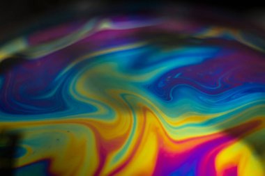 Baloncuk. Yakın çekim sabun kalıpları. Makro fotoğraf.