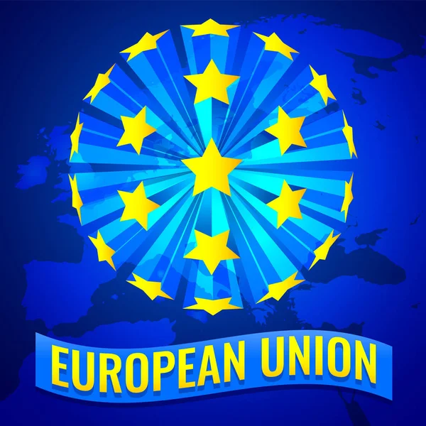 Illustration Vectorielle Bannière Drapeau Union Européenne Avec Carte Europe — Image vectorielle
