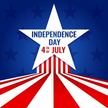 ABD Bağımsızlık Günü 4 Temmuz Amerikan Banner Tasarım Vektör illüstrasyon yıldız ile