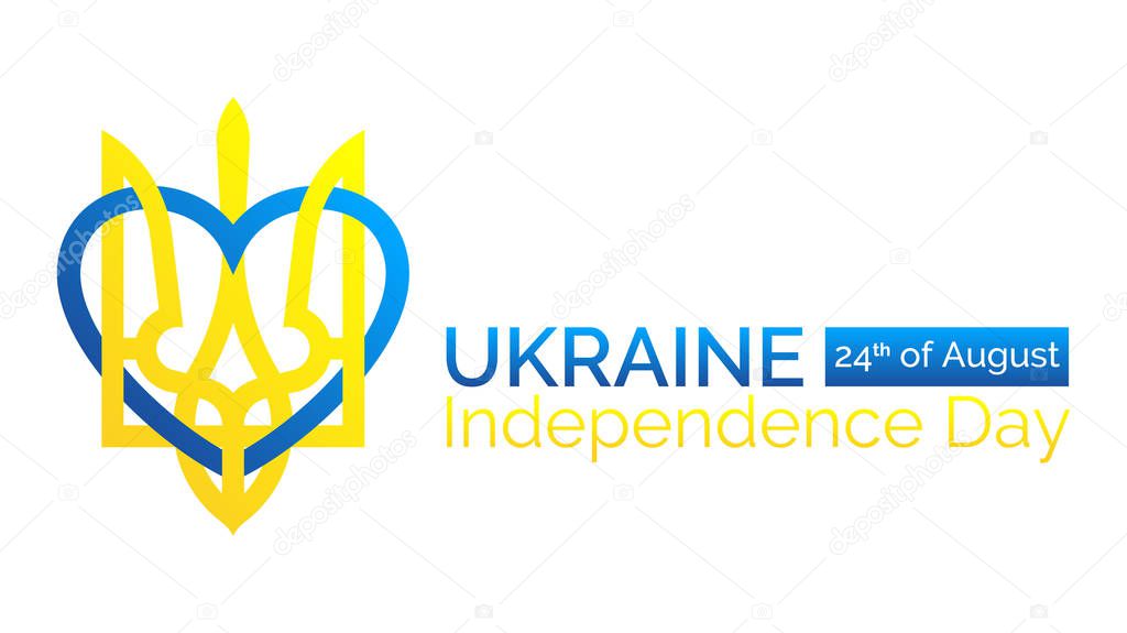 Independence day of Ukraine anniversary template design. I love Ukraine vector illustration. Ukrainian national holiday 24th of august greetings card