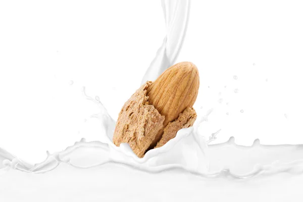 Mjölk Hälla Mandel Med Stänk — Stockfoto