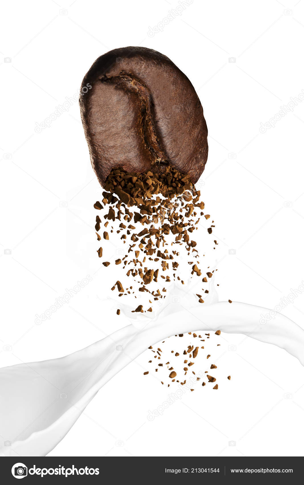 Shattered Coffee Bean Drop Milk Splash — Stock Photo © somchaij 213041544