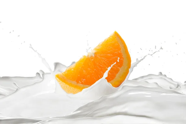 Naranja Fresca Leche Con Salpicaduras Sobre Fondo Blanco Imagen De Stock