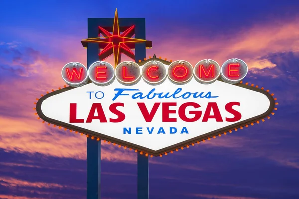 Zapraszamy Wspaniały Las Vegas Neon Znak — Zdjęcie stockowe