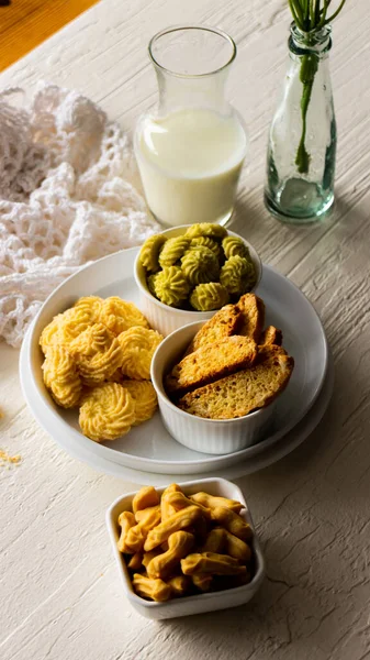 Diferite Tipuri Biscuiți Bine Aranjați — Fotografie, imagine de stoc