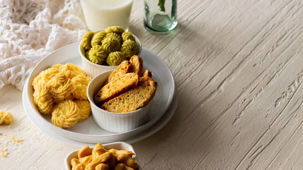 Diferite Tipuri Biscuiți Bine Aranjați — Fotografie, imagine de stoc