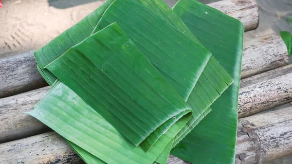 Bananblad För Traditionell Inslagning Livsmedel — Stockfoto