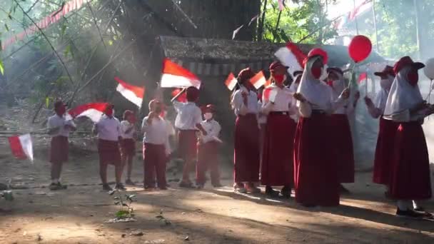 Augustus 2020 Yogyakarta Indonesië Indonesische Studentencarnaval Voor Indonesië Onafhankelijkheidsdag Garuda — Stockvideo