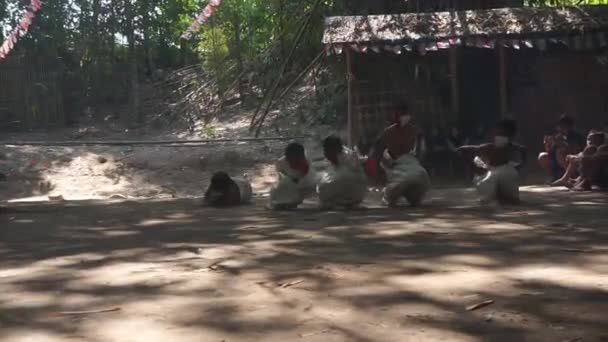 Agosto 2020 Yogyakarta Indonesia Cinco Carreras Sacos Intentaron Saltar Correr — Vídeos de Stock