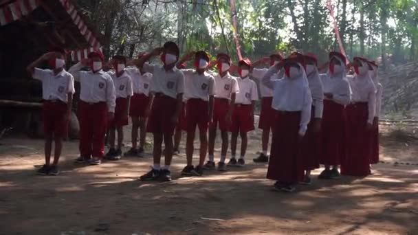 Sierpnia 2020 Yogyakarta Indonezja Szacunek Studentów Podczas Uroczystości Dnia Niepodległości — Wideo stockowe