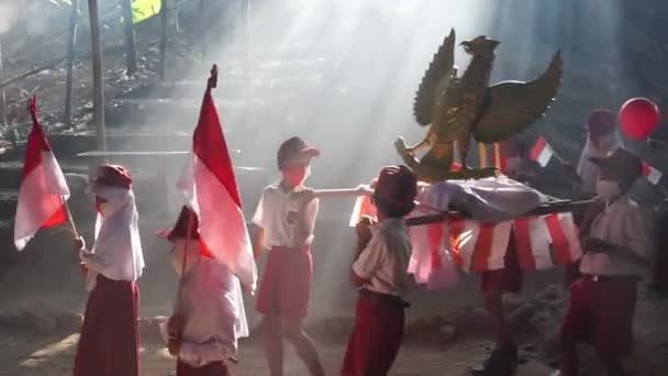 August 2020 Yogyakarta Indonesien Indonesisches Studentenkarneval Zum Indonesischen Unabhängigkeitstag Garuda — Stockvideo