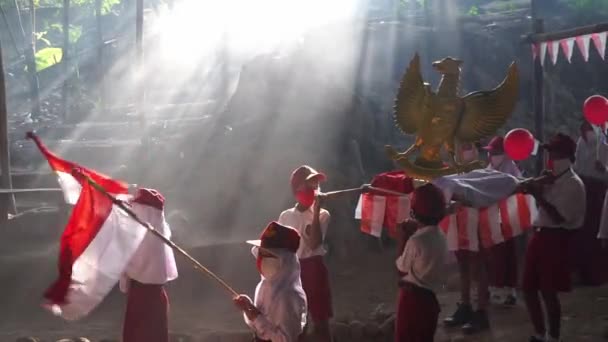 August 2020 Yogyakarta Indonesien Indonesisches Studentenkarneval Zum Indonesischen Unabhängigkeitstag Garuda — Stockvideo