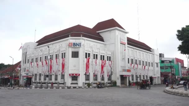 Augusti 2020 Yogyakarta Indonesien Bni Yogyakarta Building Platsen Precis Vid — Stockvideo