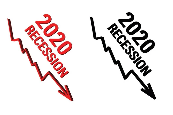 Statistiques Vers Bas Couleur Rouge Récession 2020 — Image vectorielle