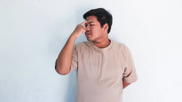 Asian Fat Man Que Están Pensando Algo Tengan Ideas —  Fotos de Stock