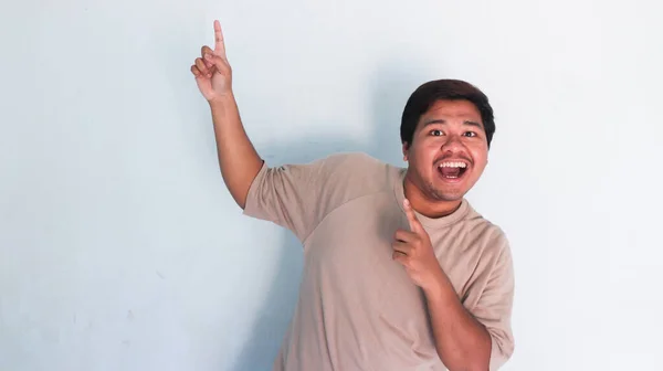 Asian Fat Man Pointed Something — Stock Photo, Image