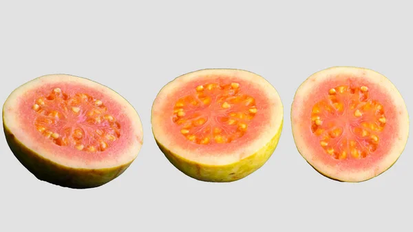 Guayaba Roja Fruta Sana Para Dieta Fondo Blanco Aislado — Foto de Stock