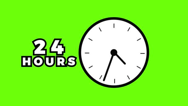 Relógio Gira Rápido Por Horas Conceito Tela Verde — Vídeo de Stock