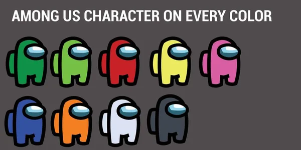 Juegos Personajes Entre Nosotros Todos Los Colores Impostor Compañero Equipo — Vector de stock