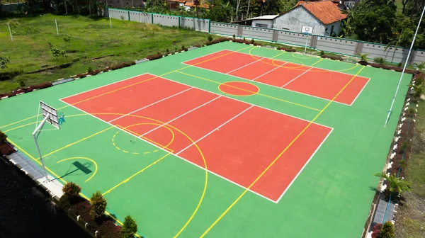 Basketbalové Hřiště Škole Výhled Shora — Stock fotografie