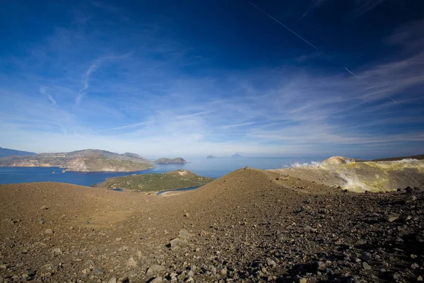 Stożek Wulkanu Krajobrazu Eolii Wyspa Vulcano Wyspy Eolie Mesyna Sycylia — Zdjęcie stockowe