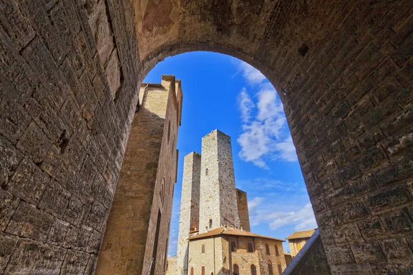 Pueblos Piazza Della Cisterna San Gimignano Unesco Patrimonio Humanidad Toscana — Foto de Stock