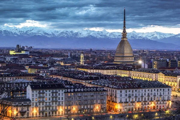 Monte Dei Cappuccini Kilisesinden Şehir Manzarası Torino Piedmont Talya — Stok fotoğraf