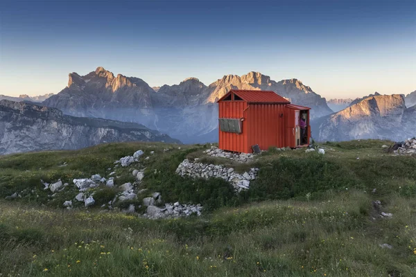 Bivouac Margherita Bedin First Pala San Lucano Sunset Background Civetta — Fotografia de Stock