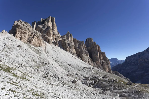View Gran Lagazuoi Fanes Travenanzes Fork Cortina Ampezzo Dolomites Italy — стоковое фото