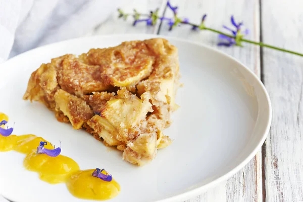 Close Apple Vegan Pie Plate — Stock Photo, Image