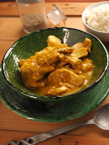 Kurczak Curry Ryżem Basmati Włochy Europa — Zdjęcie stockowe