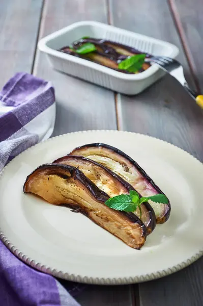 Geroosterde Aubergine Met Azijn — Stockfoto