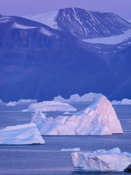 Batı Grönland Kuzeyindeki Uummannaq Fiyort Sistemindeki Buzdağları Amerika Kuzey Amerika — Stok fotoğraf