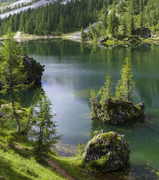 Lago Federa Croda Lago Dolomites Veneto Cortina Ampezzo Part Unesco — Stock Photo, Image