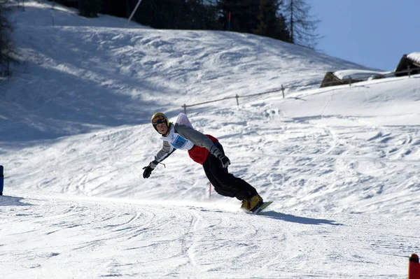 Snowboarder Pila Gressan Valle Aosta Itália — Fotografia de Stock