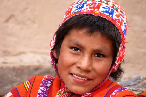 Retrato Niños Peruanos Aire Libre Niños Perú Sudamérica — Foto de Stock