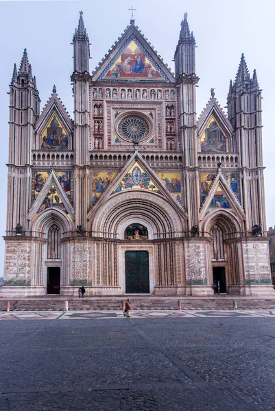 Plac Piazza Del Duomo Katedra Orvieto Umbria Włochy Europa — Zdjęcie stockowe