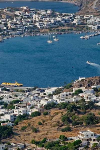Skala Bay Porto Ilha Patmos Dodecaneso Grécia Europa — Fotografia de Stock