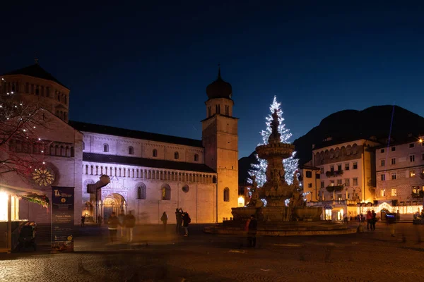 Christmas Lights Duomo Square Trento Trentino Italy Europe — Stock Photo, Image