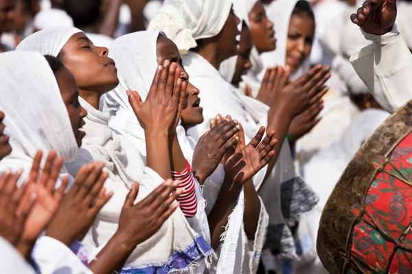 Groups Dancers Musicans Celebrating Timkattimkat Cerimony Ethiopian Orthodox Church Timkat — Stock Photo, Image
