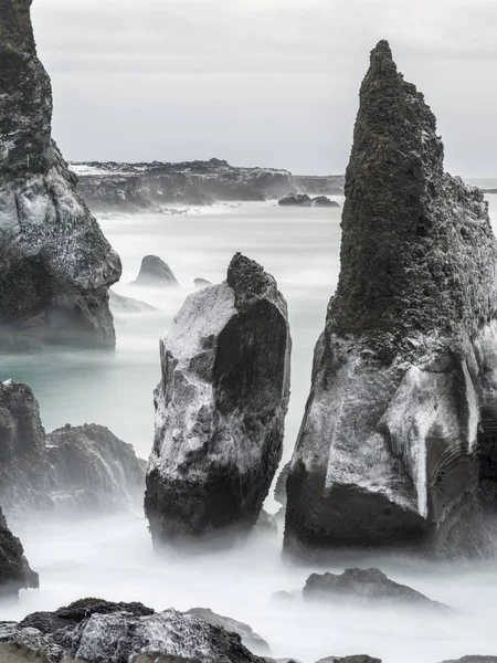 Βόρεια Αταλαντική Ακτή Κατά Διάρκεια Του Χειμώνα Κοντά Reykjanesviti Και — Φωτογραφία Αρχείου
