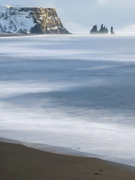 Küste Des Nordatlantiks Der Nähe Von Vik Myrdal Winter Strand — Stockfoto