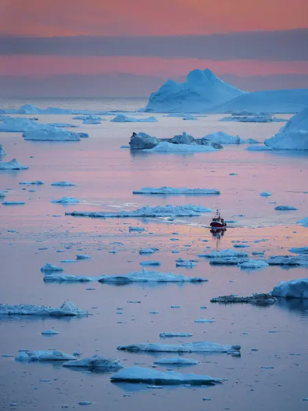 Boot Bij Ilulissat Icefjord Ook Wel Kangia Ilulissat Kangerlua Disko — Stockfoto