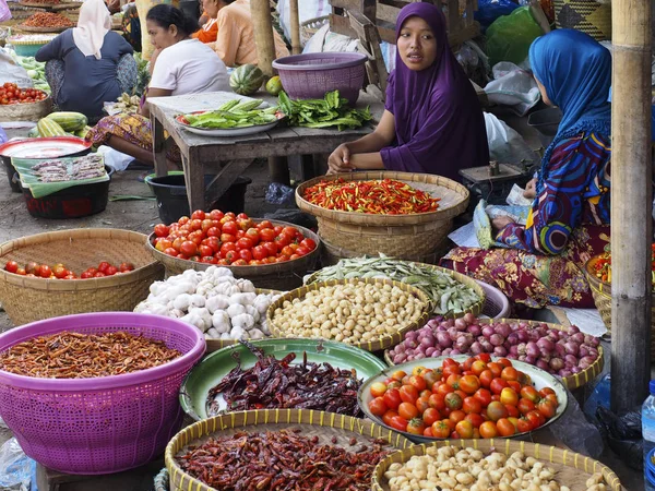 Mercado Alimentario Calle Isla Lombok Indonesia Asia — Foto de Stock