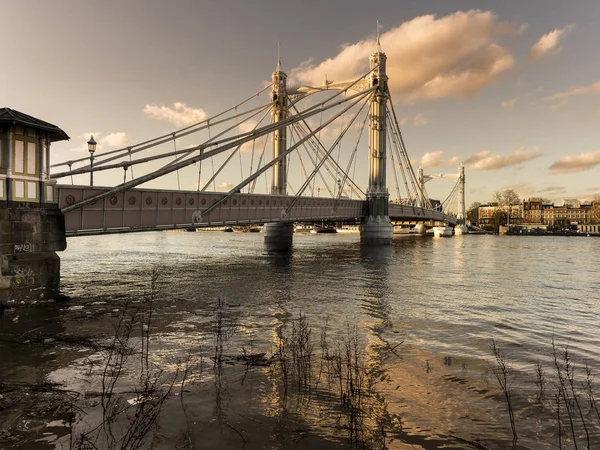 Albert Bridge Chelsea Lontoo Englanti Yhdistynyt Kuningaskunta — kuvapankkivalokuva