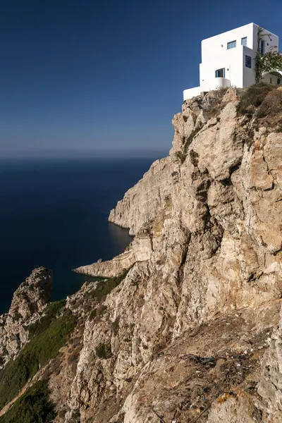 House Cliff Chora Folegandros Island Cyclades Aegean Sea Greece Europe — Stock Photo, Image